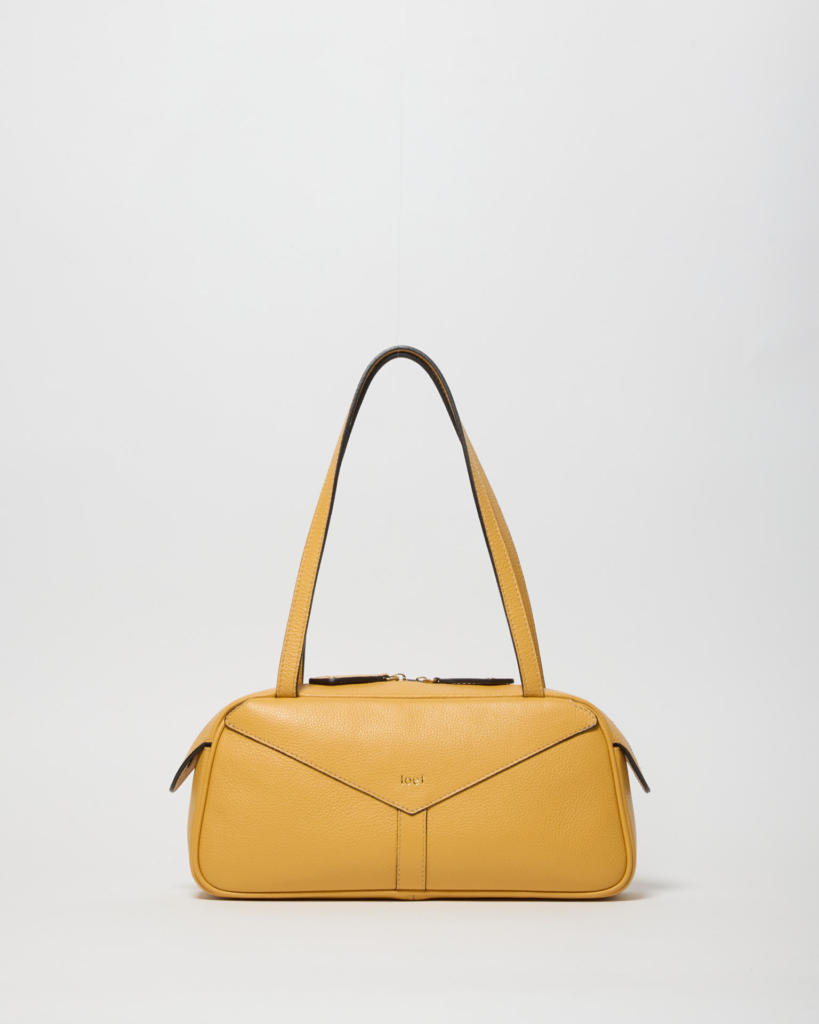 Aria shoulder  bag  in pelle martellata color giallo zafferano