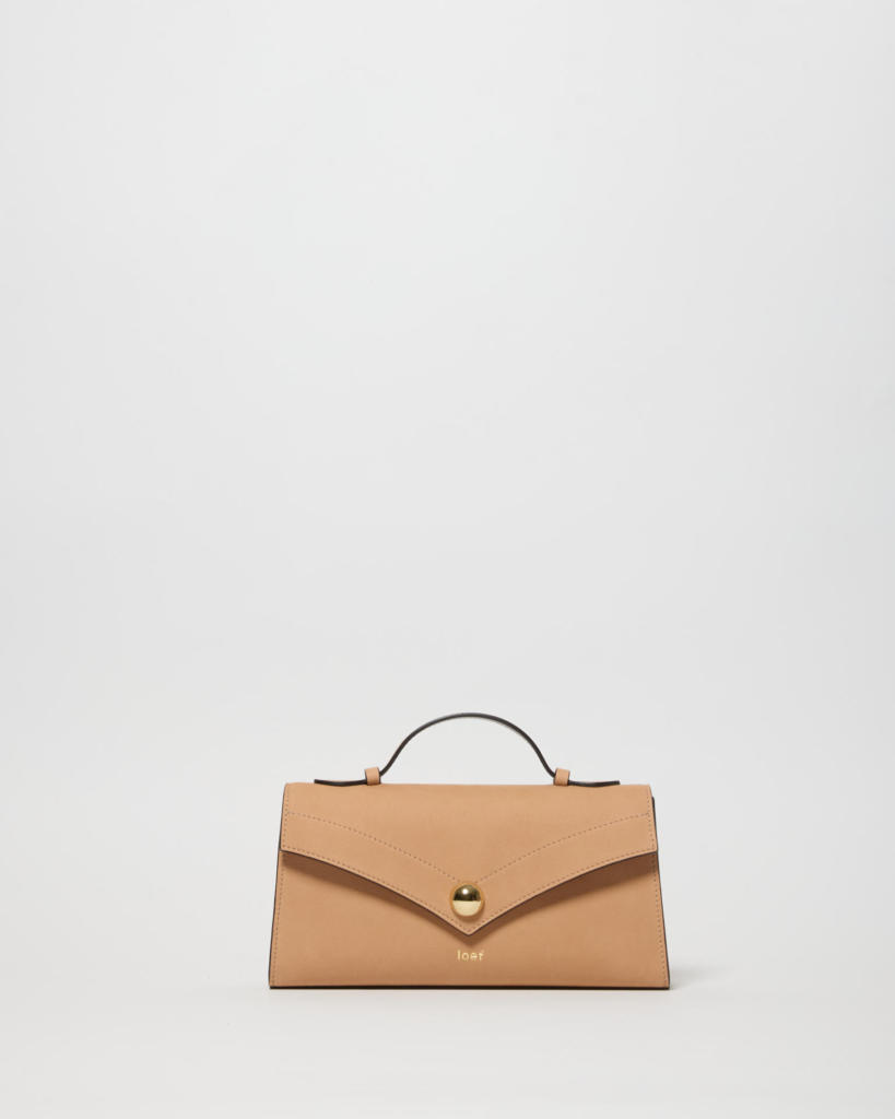 Cleo clutch bag nabuk cipria