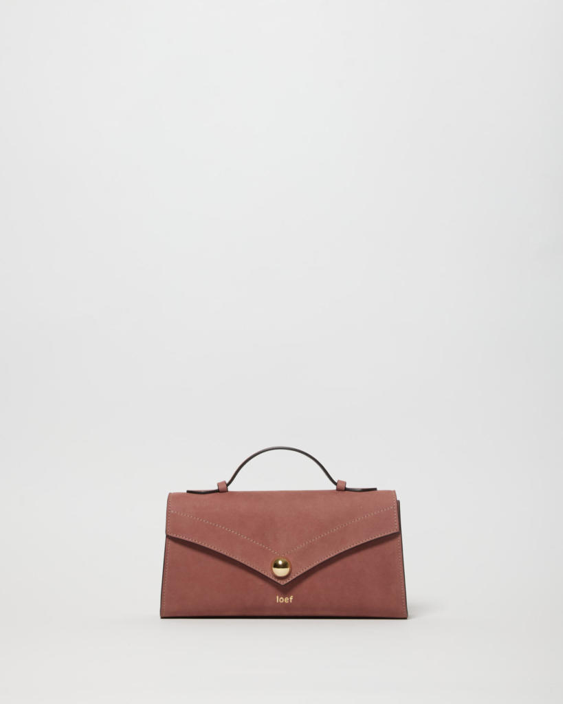 Cleo clutch bag nabuk rosa tramonto