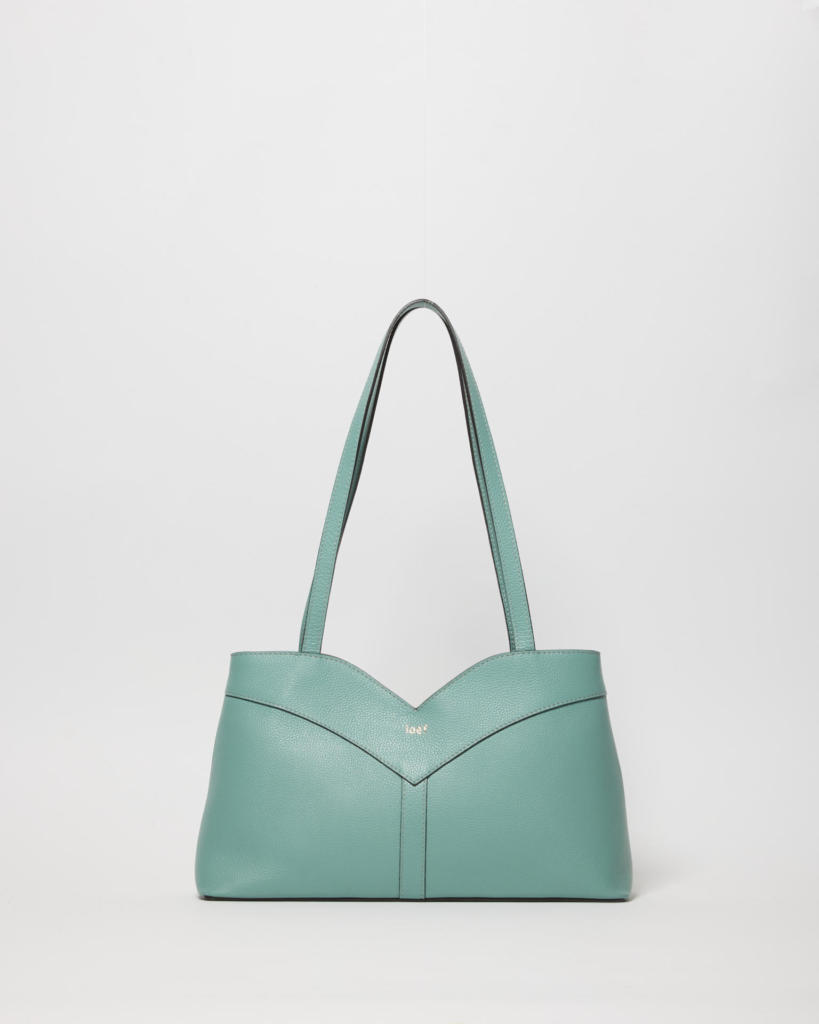 Ella, shoulder bag in pelle martellata salvia