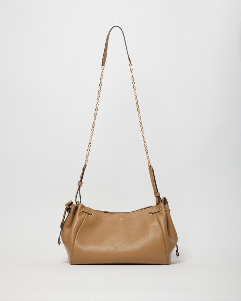 Noa small crossbody bags  in pelle martellata color Sabbia
