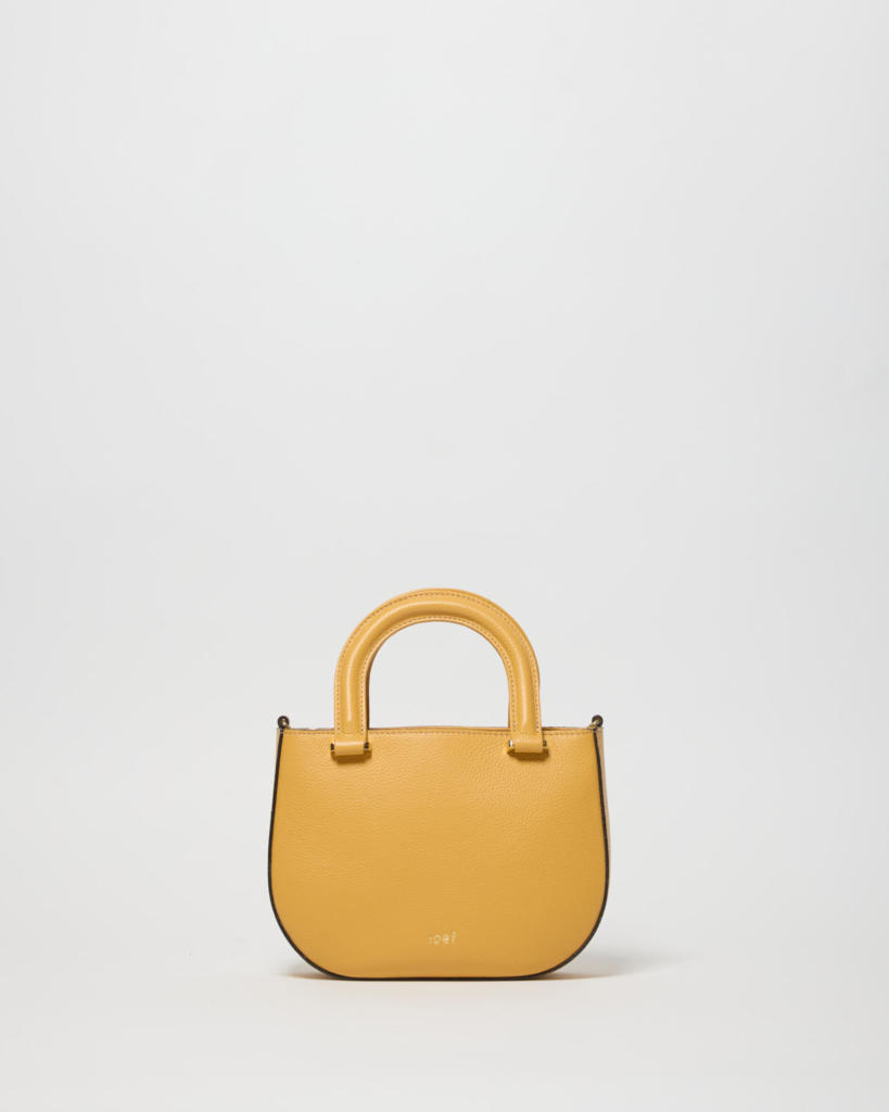 Olivia handbag in pelle martellata gialla