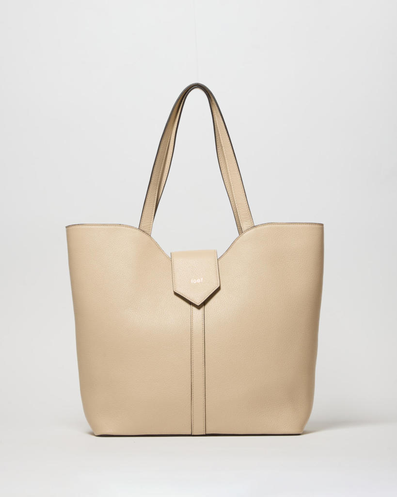 Vista tote bags in fine pelle martellata beige