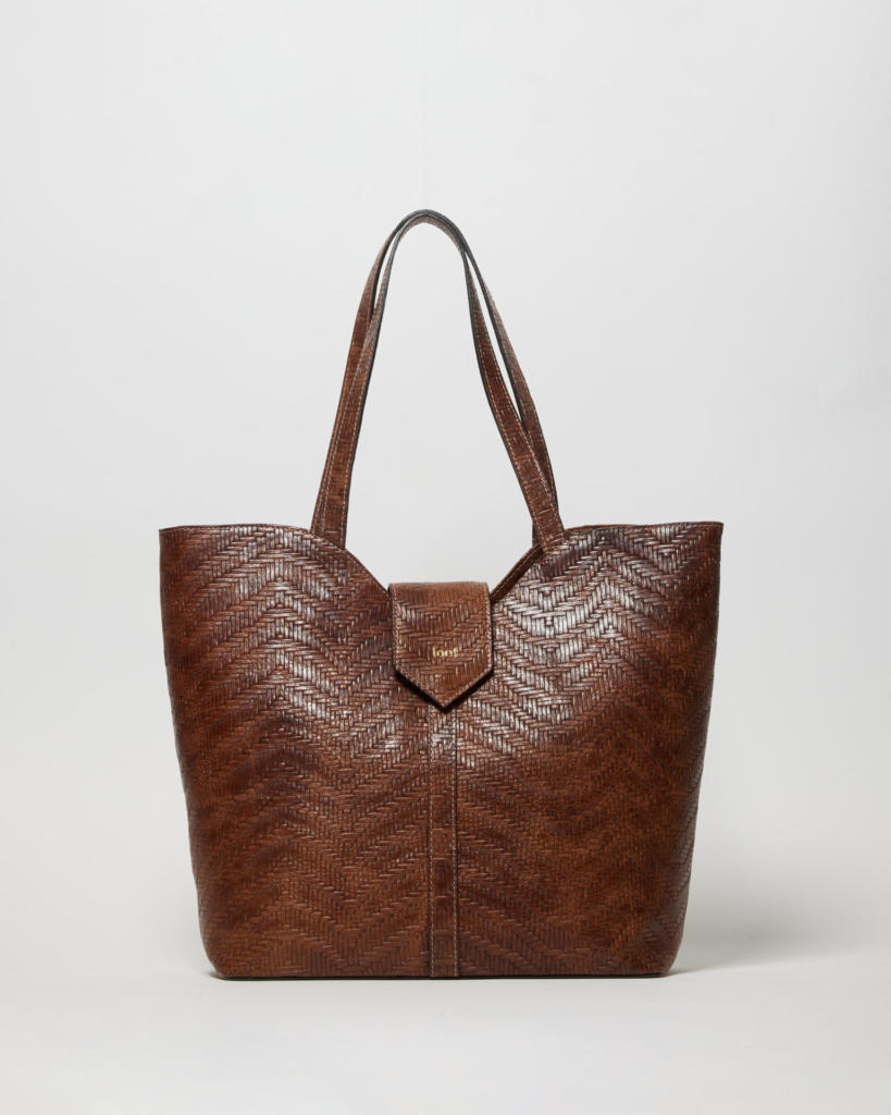 Vista tote bags in pelle stampa intreccio