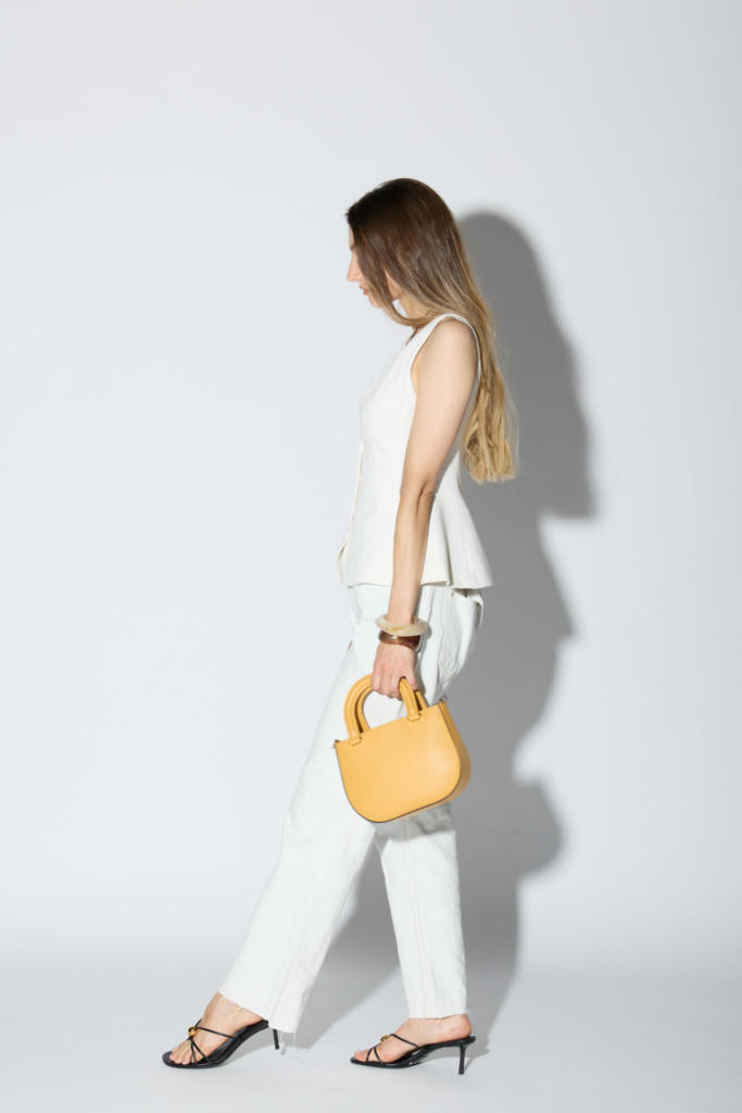 Olivia handbag in pelle martellata gialla