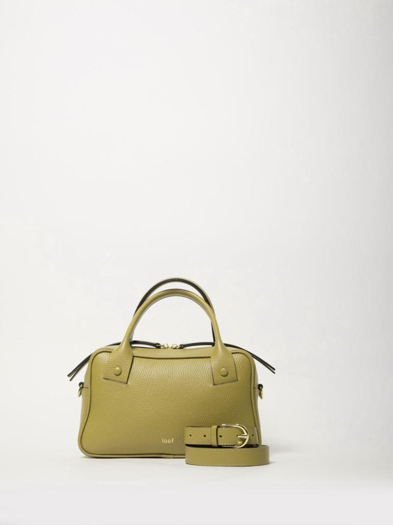 Bigotta bauletto in pelle liscia verde