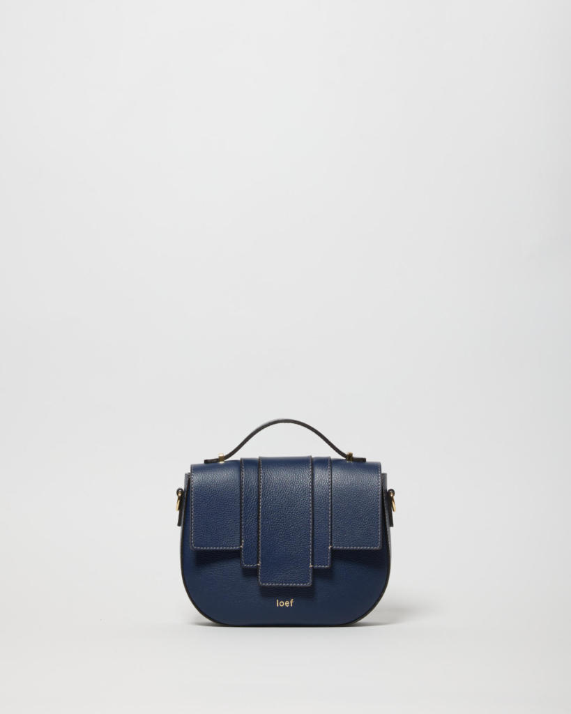 Kim  crossbody in pelle martellata grana fine  blu