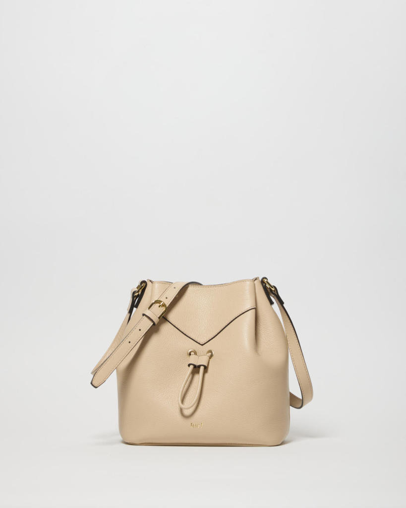 Nina secchiello in pelle martellata grana fine beige