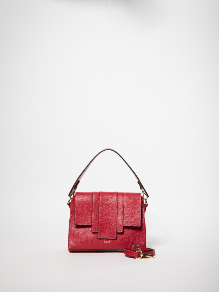 Penelope midi  crossbodybag in pelle martellata rossa