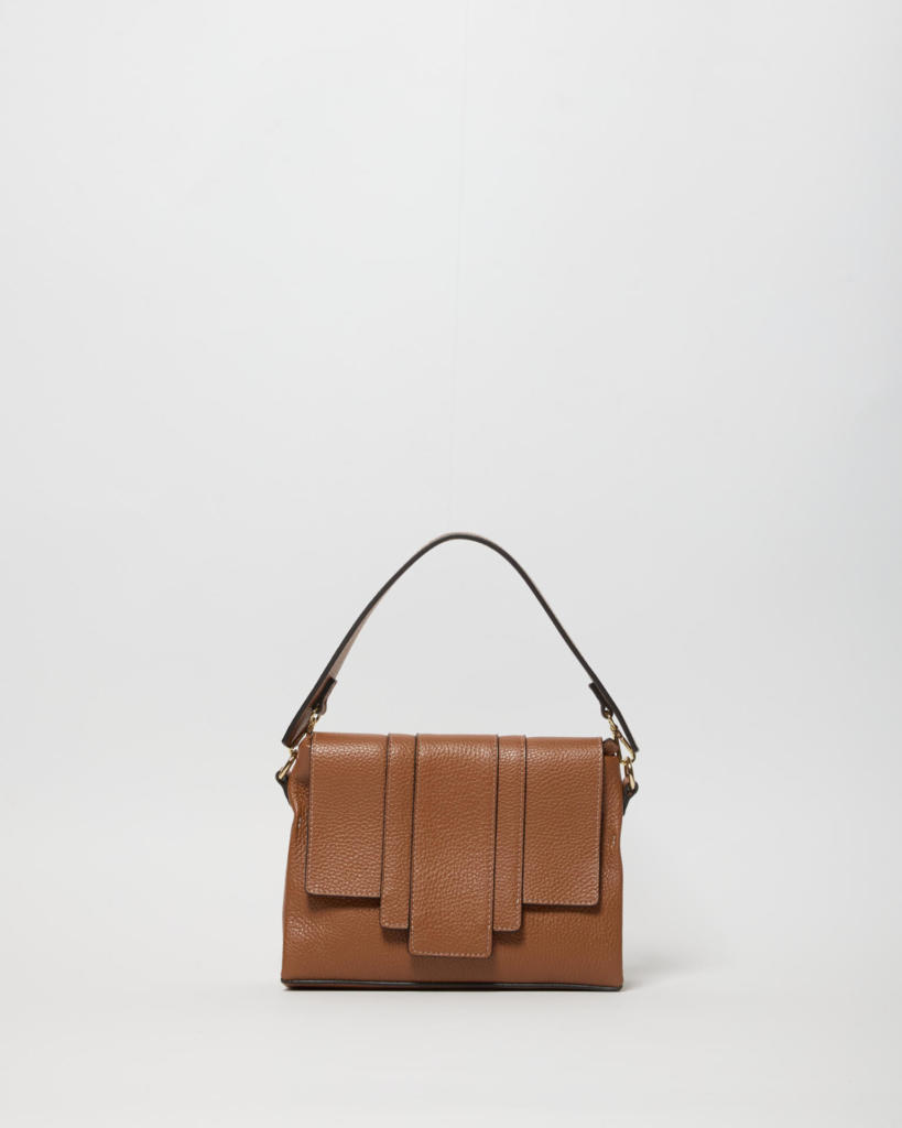 Penelope midi  crossbodybag in pelle martellata cuoio