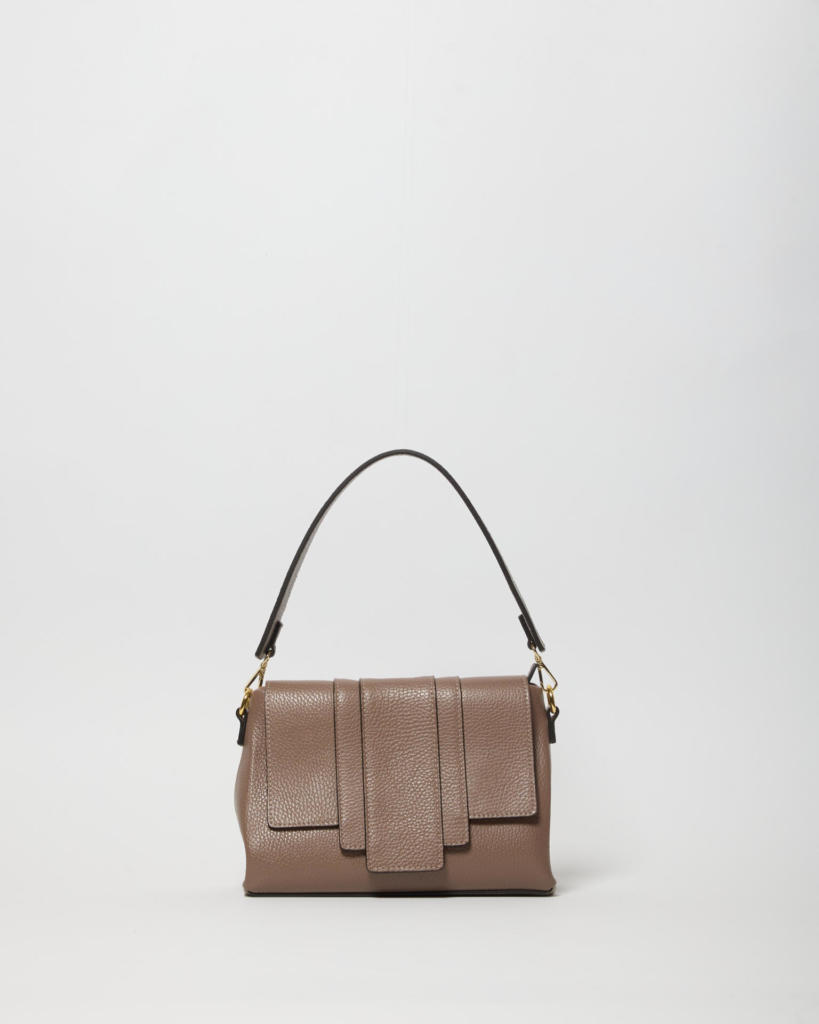 Penelope midi  crossbodybag in pelle martellata taupe