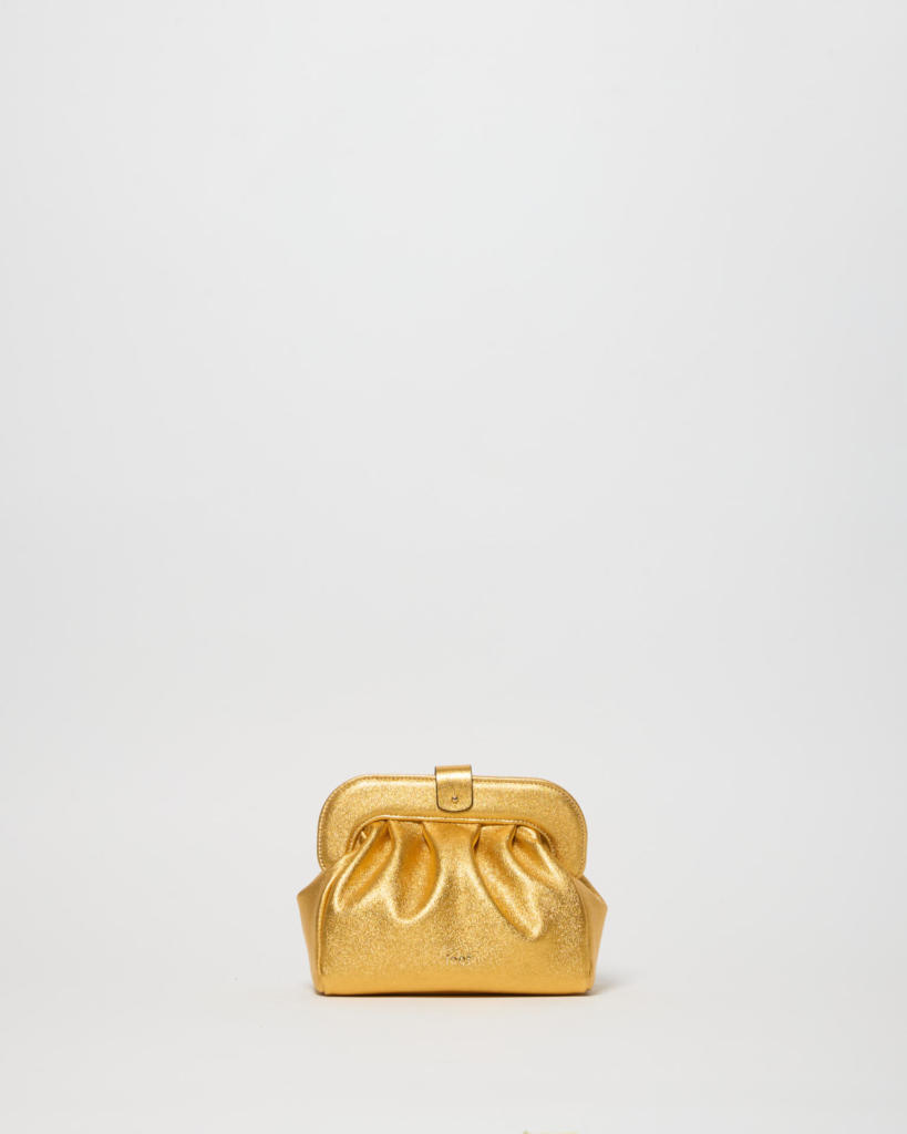 Mini Robby mini pouch in pelle laminata oro