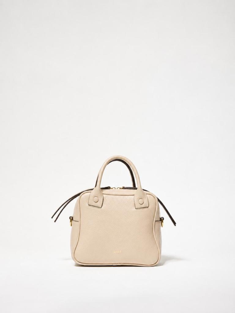 Bigottina  bauletto in pelle martellata beige