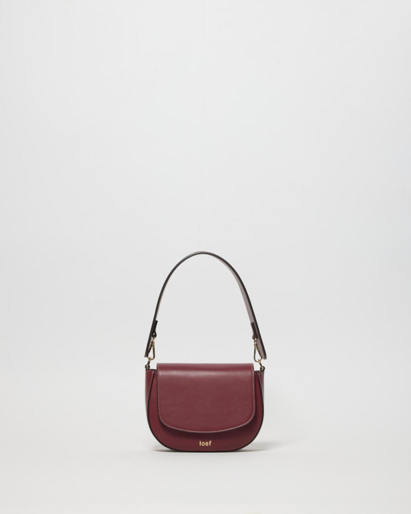 Mini Ele Borsa a Spalla e Tracolla in Pelle Liscia Rubino