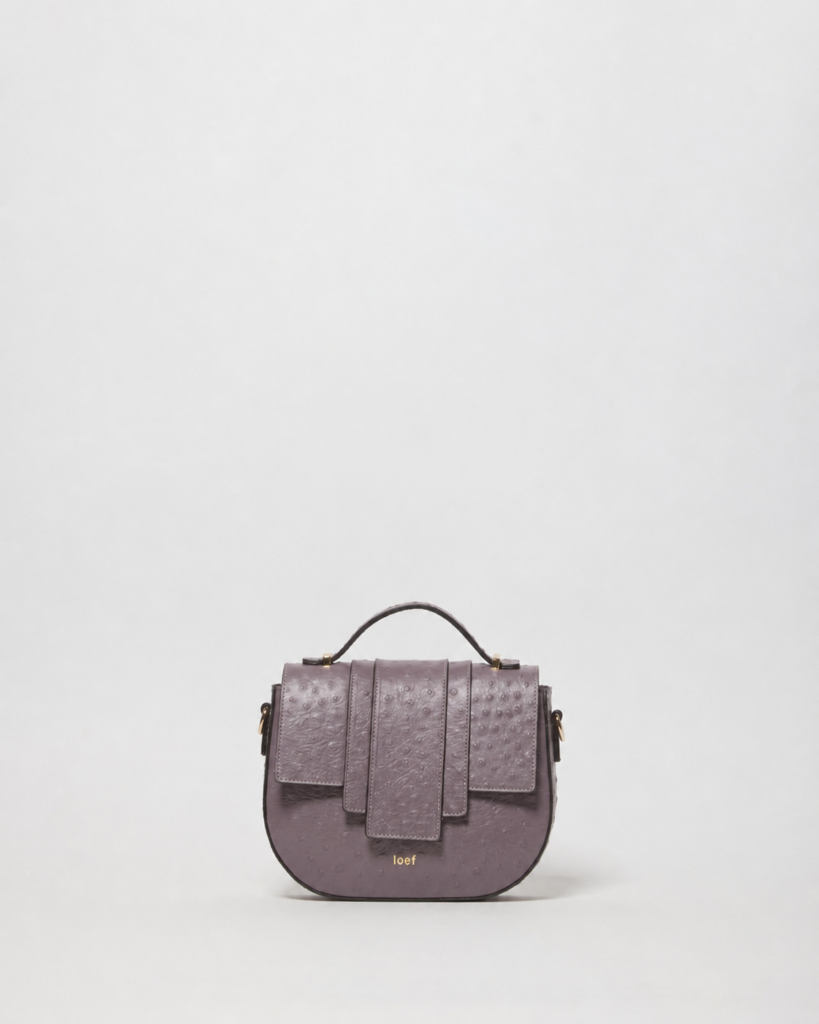 Kim Borsa a Tracolla in Pelle Stampa Struzzo Lavanda