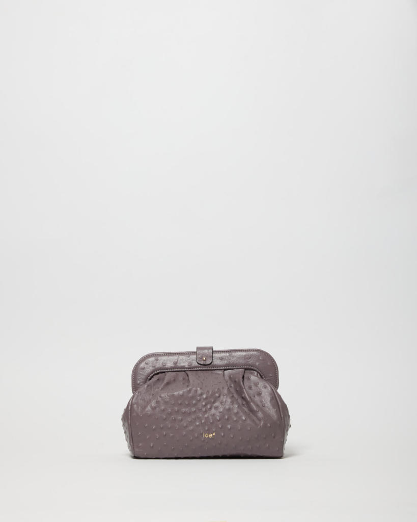 Robby Midi Clutch in Pelle Stampa Struzzo color Lavanda