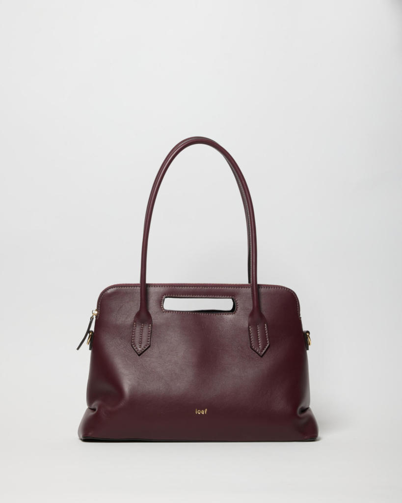 Dalia Promenade Tote Bag a Spalla o Tracolla in Pelle Liscia Bordeaux