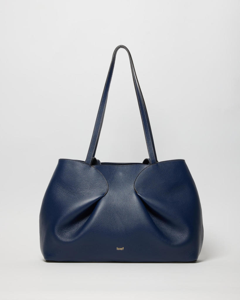 Every day Shopping Bag in Pelle Martellata Grana Fine Blu