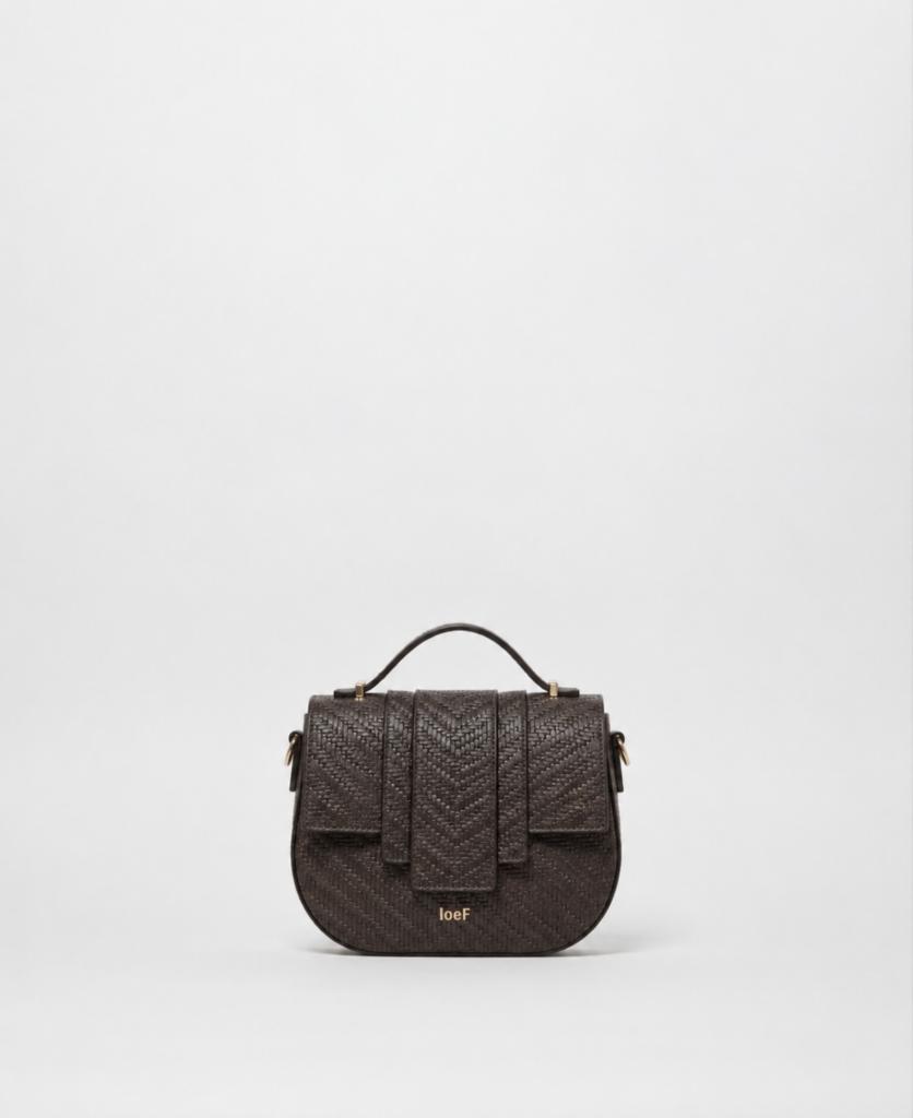 Kim borsa a tracolla in pelle stampa intreccio testa di moro Made in Italy