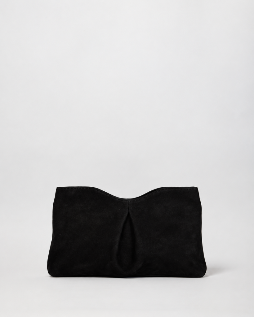 Flow clutch in nabuk Nero Made in Italy IOEF vista frontale