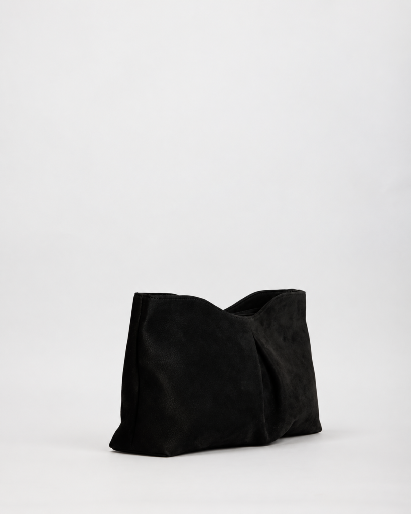 Flow borsa morbida in nabuk vista tre quarti