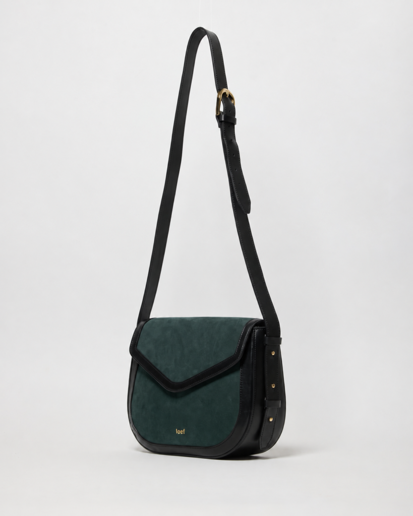 Arc borsa donna Verde Petrolio con pattina geometrica