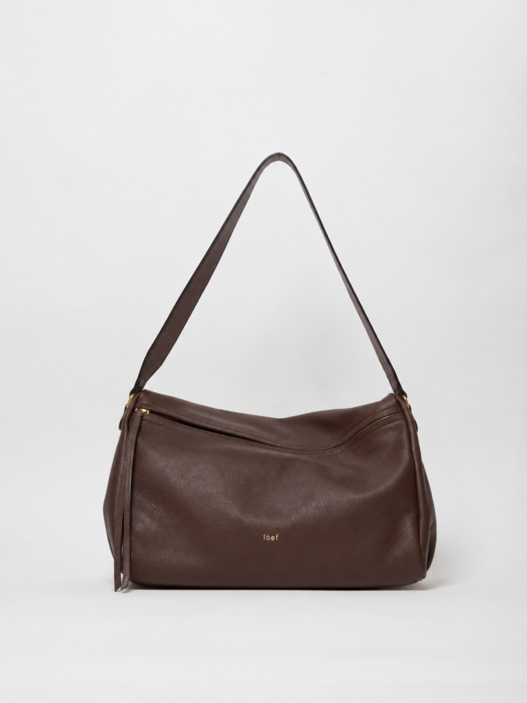 Jill borsa a spalla in pelle martellata Marrone Made in Italy IOEF