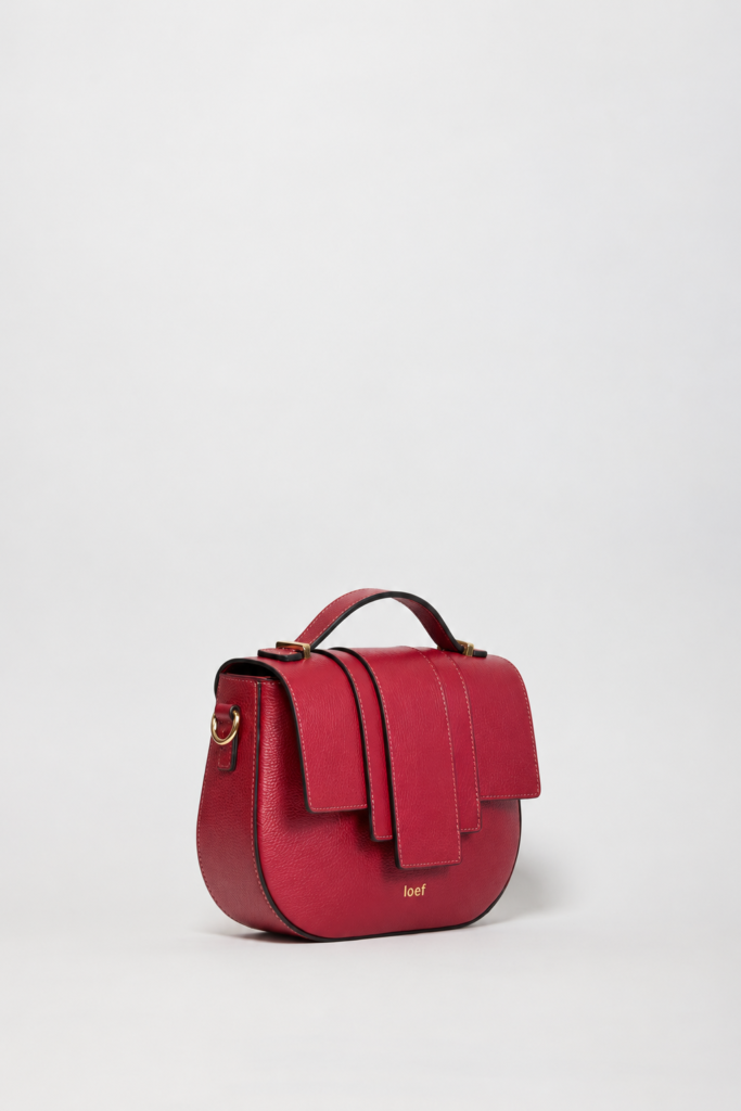 Kim Red leather bag side view