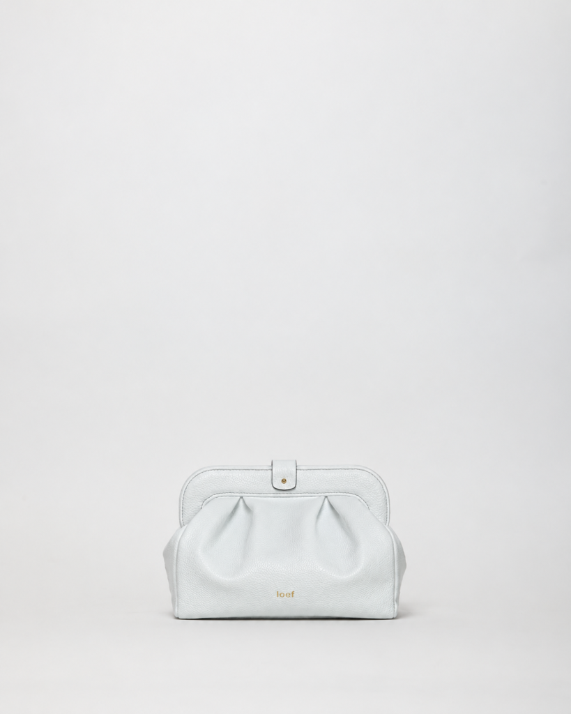 Robby Midi clutch in pelle martellata bianca Made in Italy IOEF vista frontale